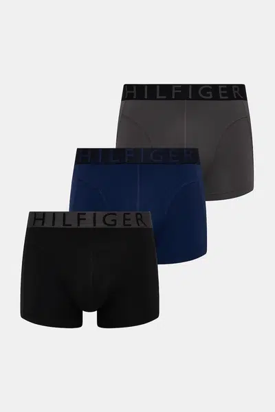 Boxerky Tommy Hilfiger 3-pack pánské, šedá barva, UM0UM03467