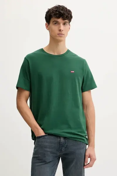 Bavlněné tričko Levi's pánské, zelená barva, 56605