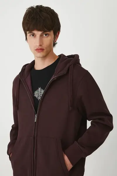 Mikina Medicine pánská, vínová barva, s kapucí