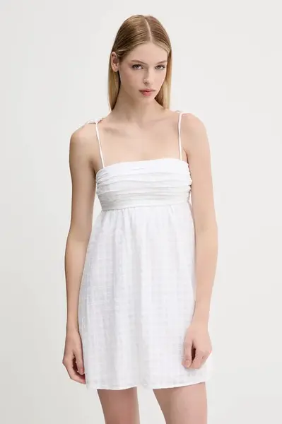 Bavlněné šaty Hollister Co. bílá barva, mini, KI359-5348