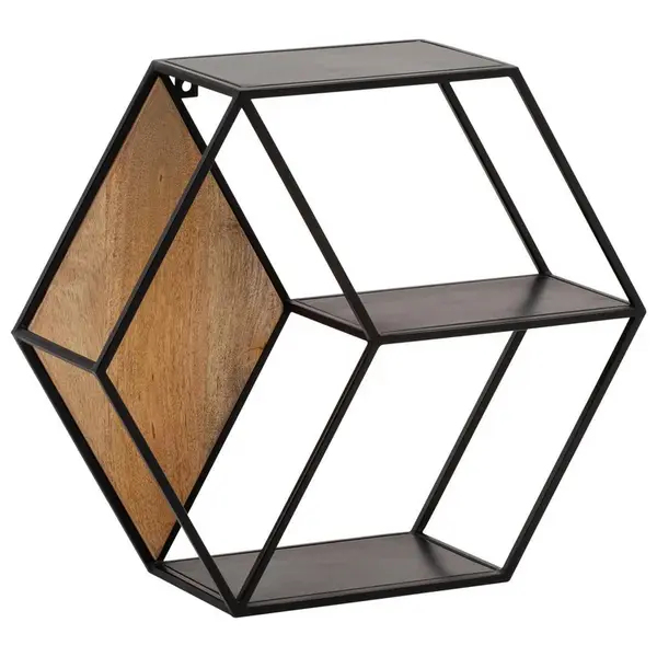 MID.YOU NÁSTĚNNÝ REGÁL, mangové dřevo, 60/52/20 cm