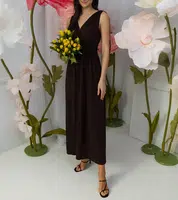Gemre Petrona Brown Ruched Maxi Dress