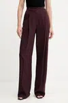 Kalhoty s příměsí vlny Elisabetta Franchi dámské, vínová barva, high waist, PA12356E2