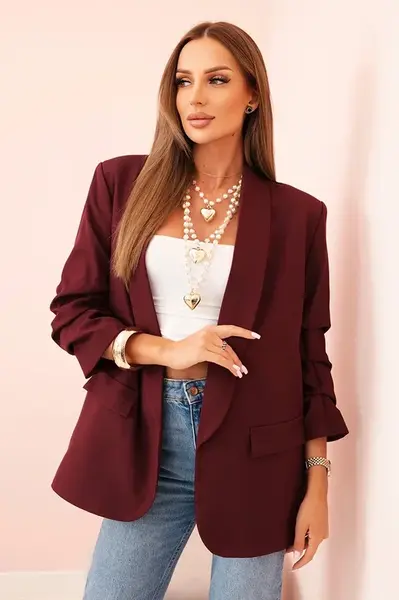 Kesi Włoski Elegantní sako s klopami bordové