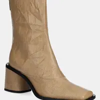 Kožené kotníkové boty Kenzo Kimi Ankle Boots dámské, béžová barva, na podpatku, FF62BT120L06.87