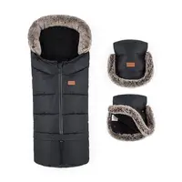 Petite&Mars Set zimní fusak Arctic 4v1 + rukavice na kočárek Furry Forever Black
