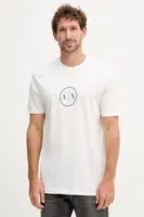 Bavlněné tričko Armani Exchange pánské, béžová barva, s potiskem, XM001853 AF10356