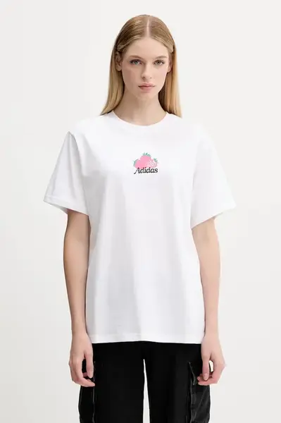 Bavlněné tričko adidas FARMMKT dámské, bílá barva, KC2325