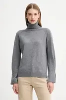 Vlněný svetr Fracomina dámský, šedá barva, s golfem, FR25WT7013K47301