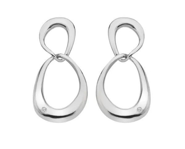 Hot Diamonds Půvabné stříbrné visací náušnice s diamanty Sleek DE742