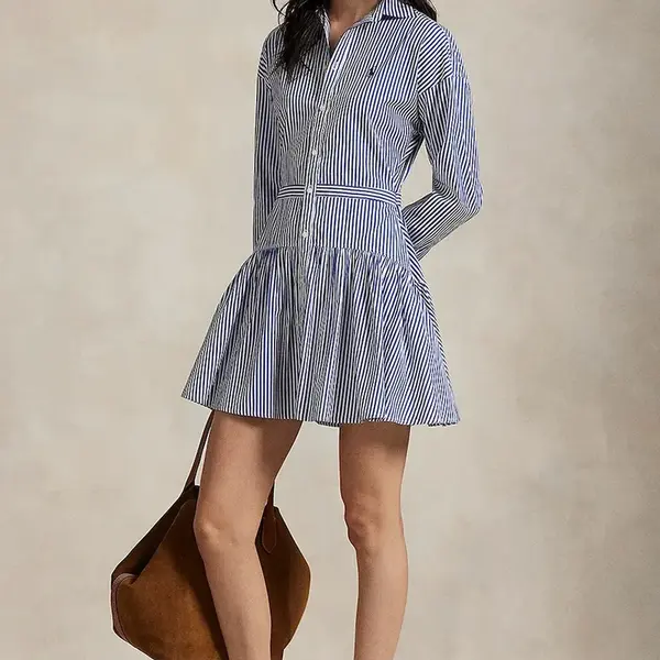 Bavlněné šaty Polo Ralph Lauren modrá barva, mini, 211972052
