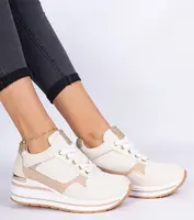 Gemre Beige sneakers decorated with glitter and a metal insert Olaria