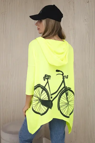 Mikina se žlutým neonovým potiskem na kolo