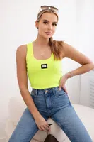 Pruhovaná halenka s kovovým plátem žluté neonové barvy