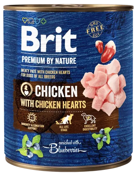 Konzerva Brit Premium by Nature Chicken with Hearts 800g