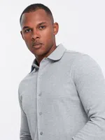 Ombre Men's long sleeve SLIM FIT knit shirt - grey