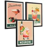 Nacnic PLAKAT Sada 3 Koktejly A3 Černý rám