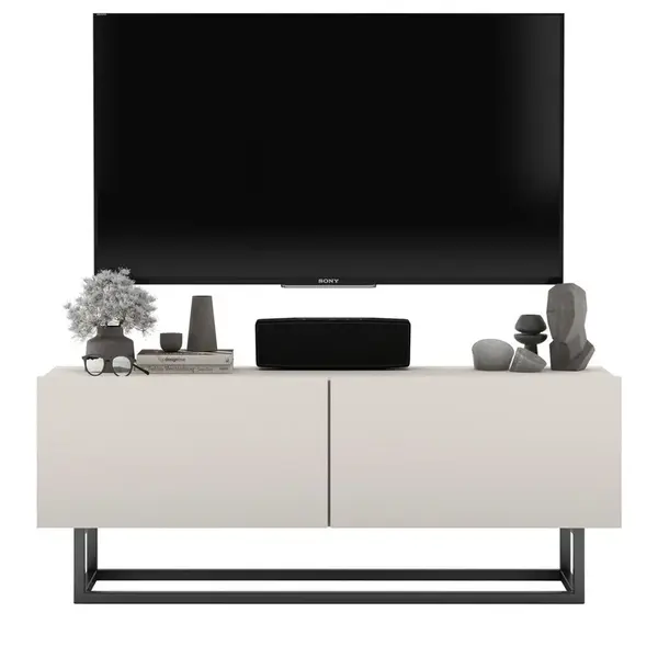 Meble Lindner TV stolek Enjoy Kašmír mat 120 cm s kovovým rámem