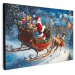MuchoWow OBRAZ NA PLÁTNĚ Otec Vánoc - sobi - Vánoce - sníh 60x40 cm
