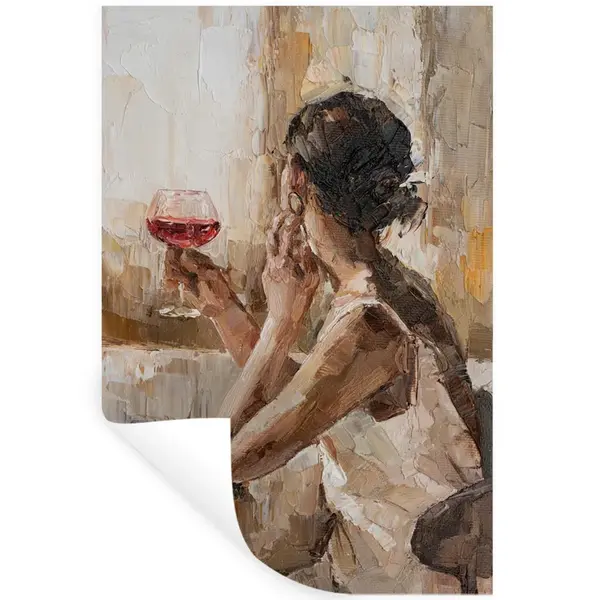 MuchoWow SAMOLEPKA NA ZEĎ Olejomalba - Žena - Víno 80x120 cm