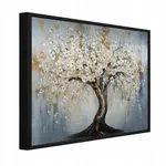 Wallarena ZARÁMOVANÉ obrazy strom květiny béžová 150x100 cm
