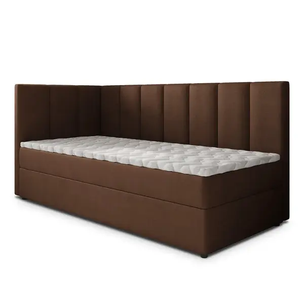 MASSENO AMERICKÁ POSTEL BEVE 90x200 cm, s matrací a úložným prostorem, hnědá