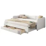 FLIEKS DAYBED 90x200 Béžová Samet Výsuvná USB Zásuvky