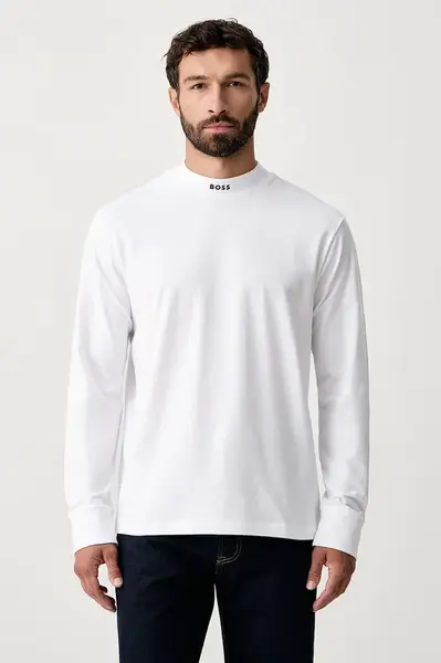 BOSS Green  tričko s dlouhým rukávem pánské bavlněné s elastanem Tee Collar Long