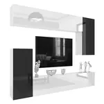 B BELINI GROUP OBÝVACÍ STĚNA Milano 8, Bílá / Černá lesklá, 250 cm, Bezúchytková