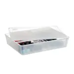 Relaxdays KRABICE Transparentní plast s víkem 3 přihrádky