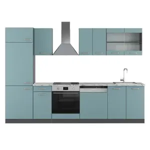 Vicco KUCHYŇSKÝ KOUT R-Line Modrošedá/antracitová 300 cm , PD Mramor