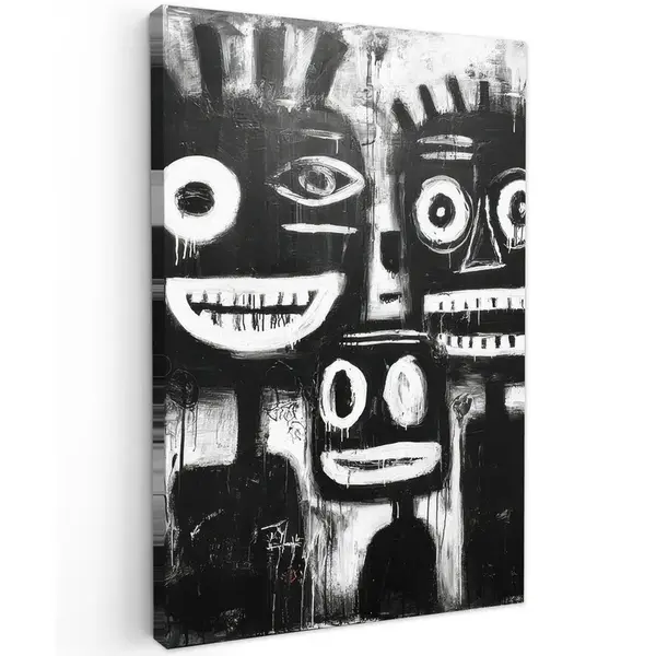 MuchoWow OBRAZ NA PLÁTNĚ Malba - Figury - černá - abstraktní 80x120 cm