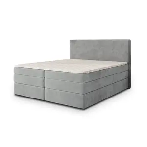 MASSENO POSTEL BOXSPRING MATERN 140x200 cm, s matrací a úložným prostorem, světle šedá