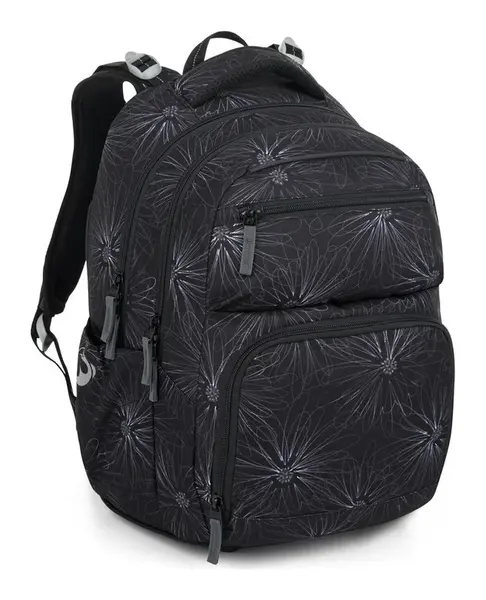 Batoh do školy Bagmaster ZIPSTER 25 A Black and white flowers