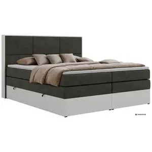 MKS POSTEL BOXSPRING DELVIT KING 180/200 - Tmavě šedá Samet - Topper Visco - H3