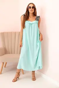 Kesi Włoski Dámské šaty s ramínky s leopardím potiskem mincovna