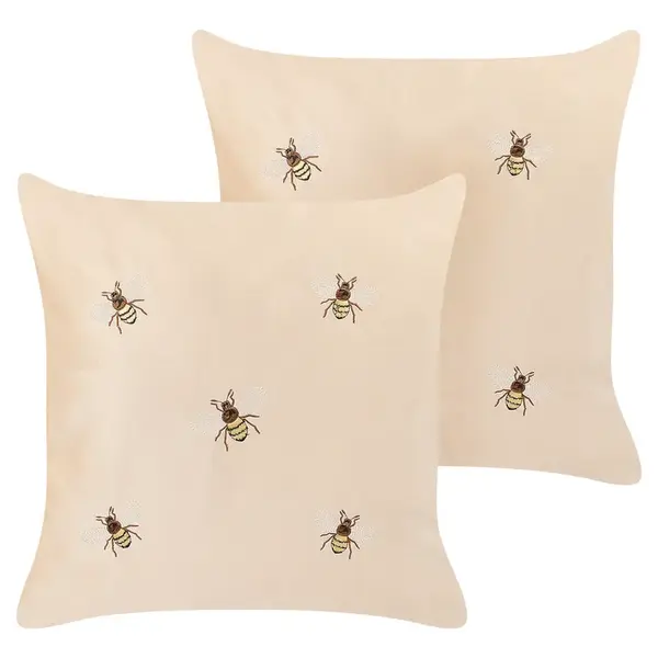 Beliani DEKORATIVNÍ POLŠTÁŘ sada 2 ks Béžový 45/45 cm Talinum