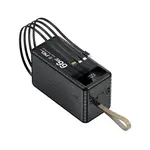 Powerbanka 100 000 mAh, PD66W, 2.1A, 4 integrované kabely + LED světlo, černá
