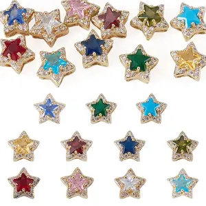 11Pcs 11 Colors Brass Micro Pave Cubic Zirconia Beads