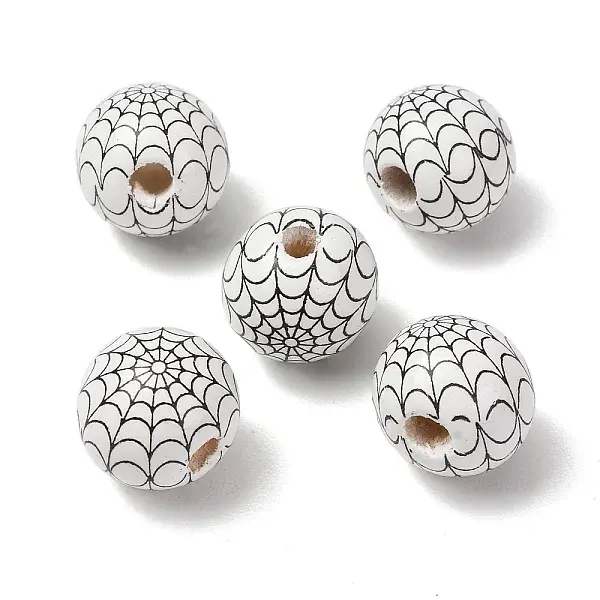Halloween Spray Painted Schima Wood European Beads