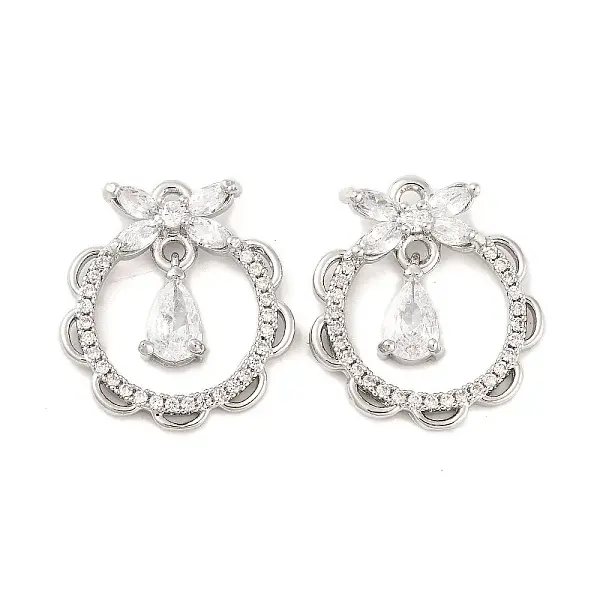 Brass Micro Pave Clear Cubic Zirconia Pendants