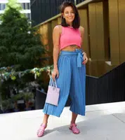 Gemre Blue wide pleated trousers Longo