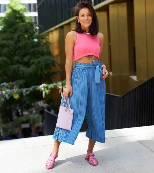 Gemre Blue wide pleated trousers Longo