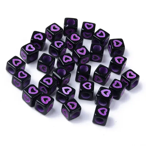 Opaque Black Acrylic European Beads