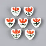 Hand Painted Tulip Flower Porcelain Ceramic Beads