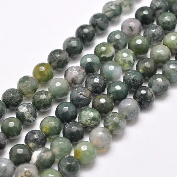 Natural Moss Agate Beads Strands