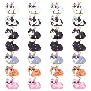 28Pcs 7 Colors Alloy Enamel Pendants