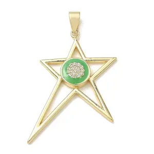 Brass Micro Pave Clear Cubic Zirconia Pendants