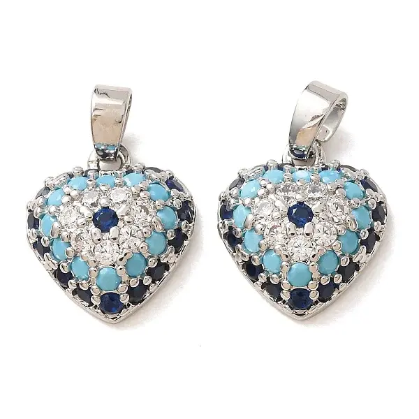 Brass Micro Pave Colorful Cubic Zirconia Charms