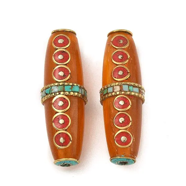 Brass Resin Rice Tibetan Style Beads